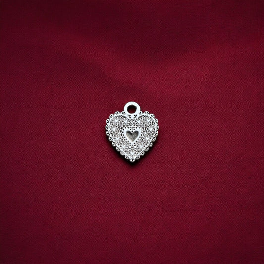 Lace Heart Accent Dangle Charm for Jewelry Making