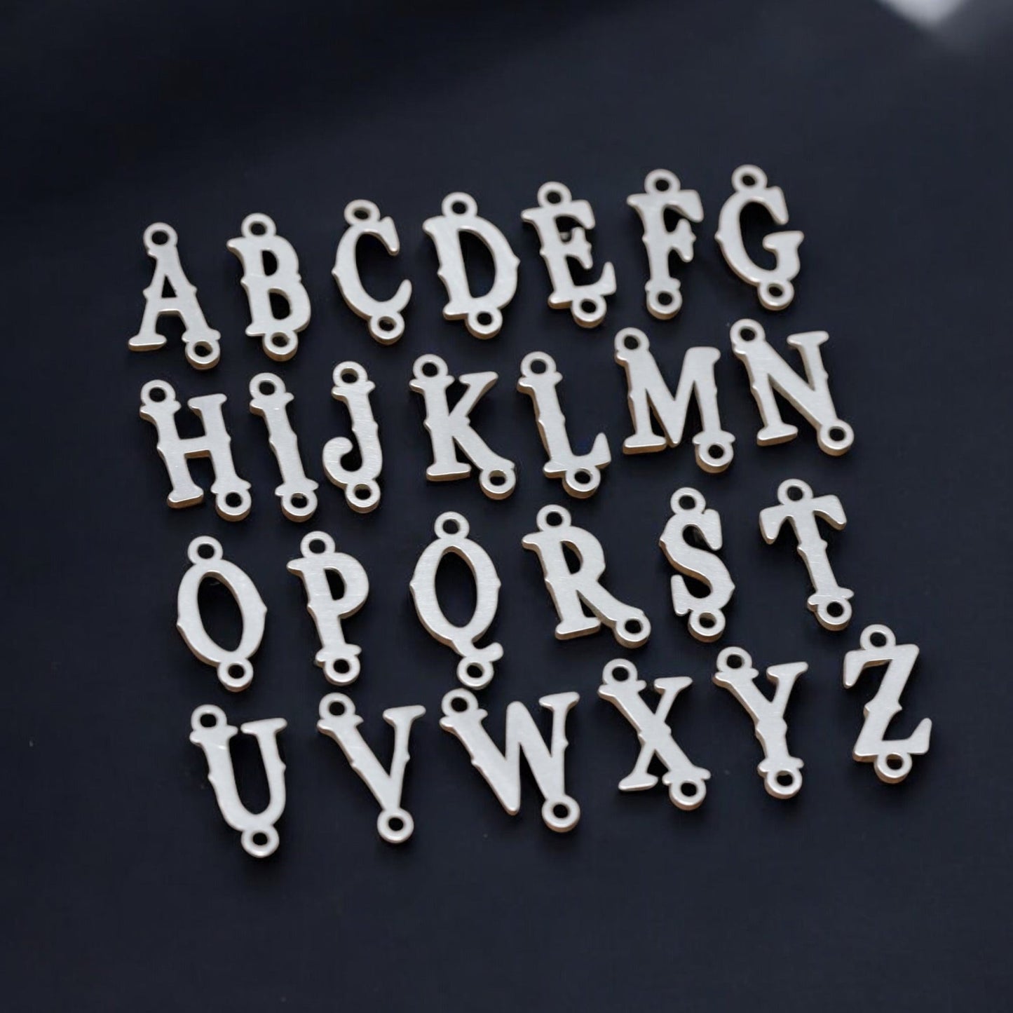 Western Font Alphabet Charm Findings & Embellishments for Soldering or Jewelry Making, Pendants and Connectors